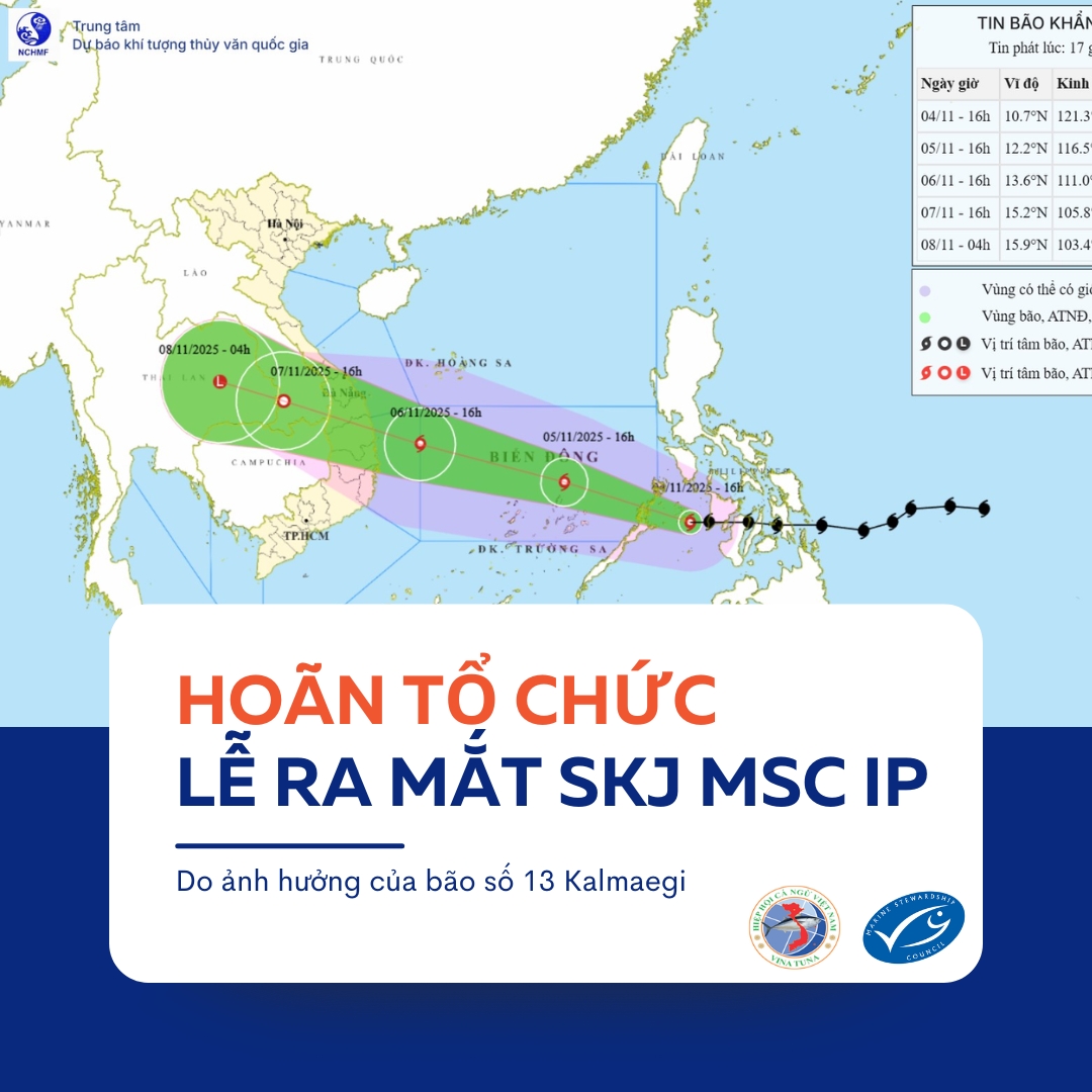 Hình ảnh minh họa bài viết: THÔNG BÁO HOÃN TỔ CHỨC LỄ RA MẮT CHƯƠNG TRÌNH CẢI THIỆN NGHỀ KHAI THÁC CÁ NGỪ VẰN TẠI VIỆT NAM THEO TIÊU CHUẨN MSC